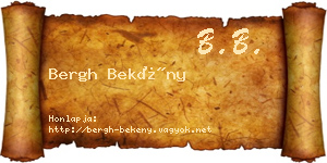 Bergh Bekény névjegykártya